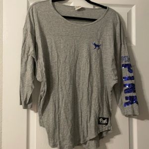 Pink 3/4 sleeve sequin shirt